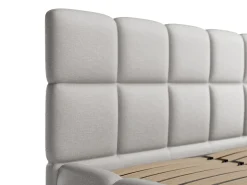 Cama com arrumação 160x200 cm tecido matizado cinza-claro DAMADO Pascal Morabito + colchão