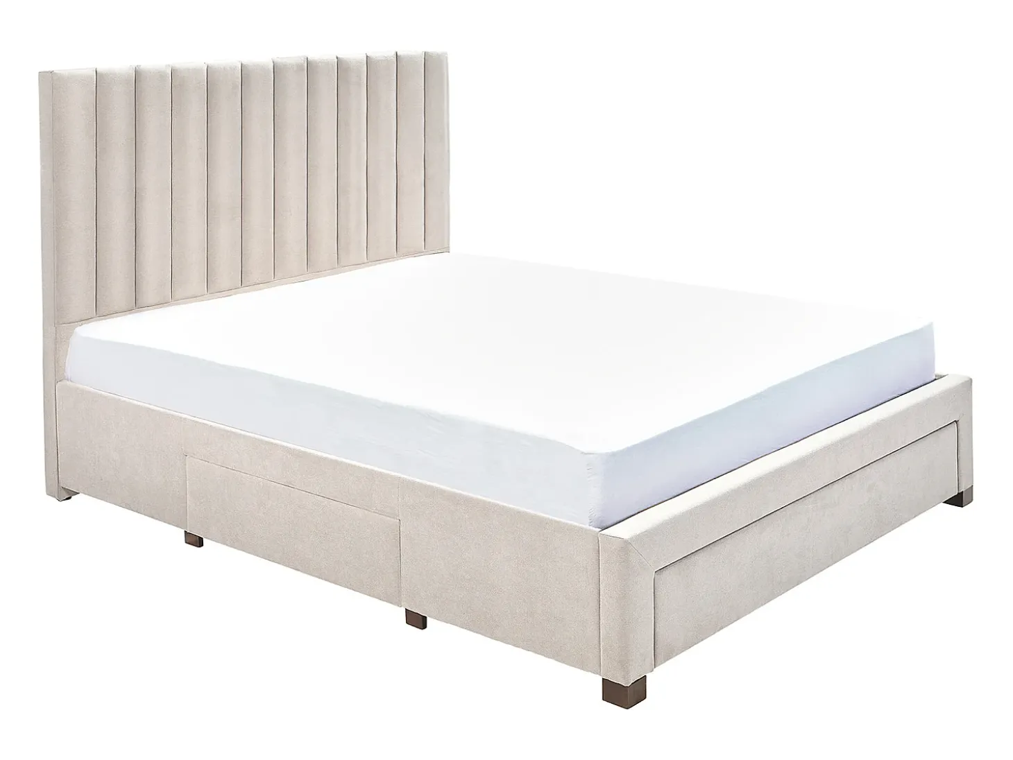 Cama com arrumação 140x200 cm tecido bege com colchão - LIAKO