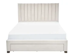 Cama com arrumação 140x200 cm tecido bege com colchão - LIAKO