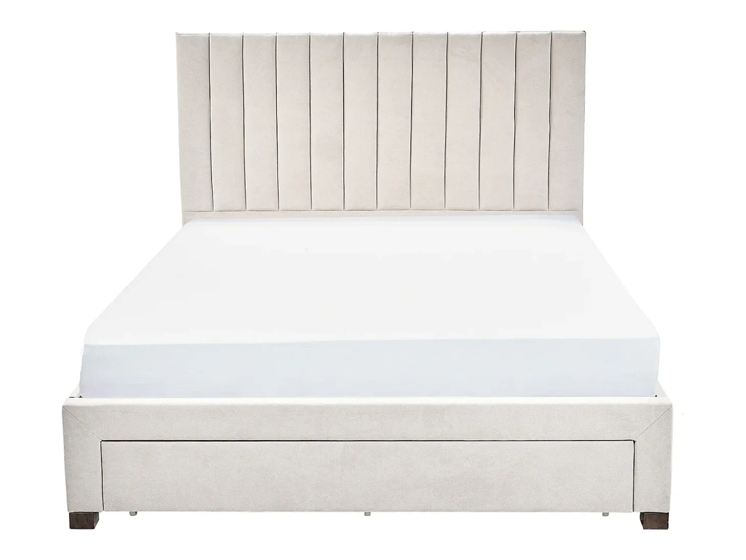 Cama com arrumação 140x200 cm tecido bege com colchão - LIAKO