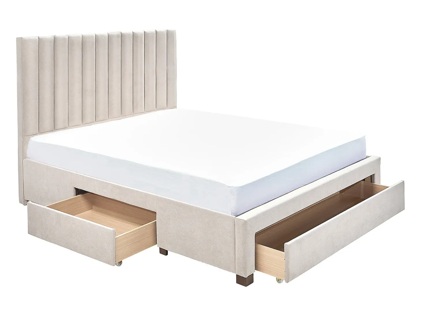 Cama com arrumação 140x200 cm tecido bege com colchão - LIAKO