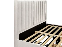 Cama com arrumação 140x200 cm tecido bege com colchão - LIAKO