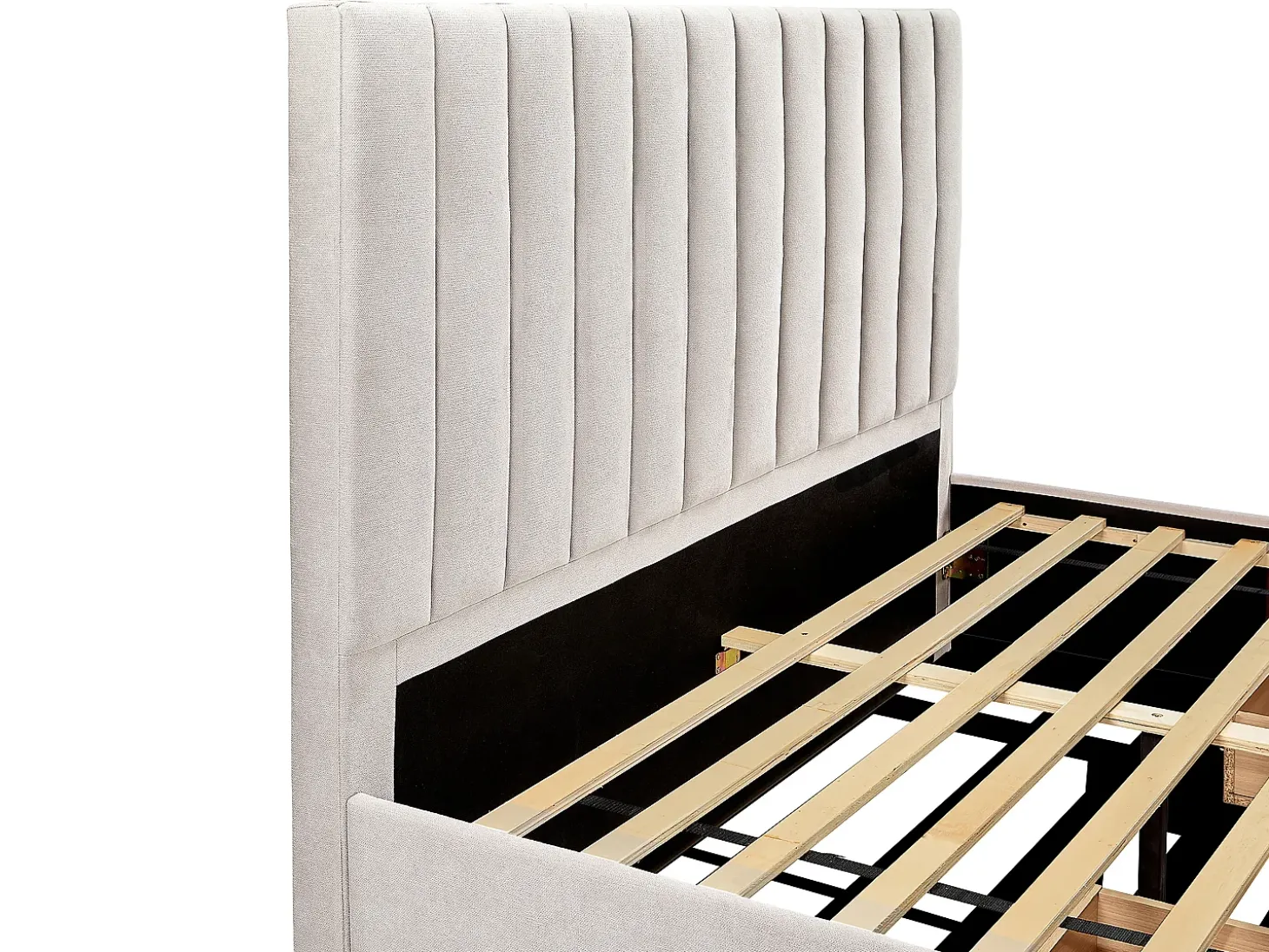 Cama com arrumação 140x200 cm tecido bege com colchão - LIAKO