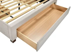 Cama com arrumação 140x200 cm tecido bege com colchão - LIAKO