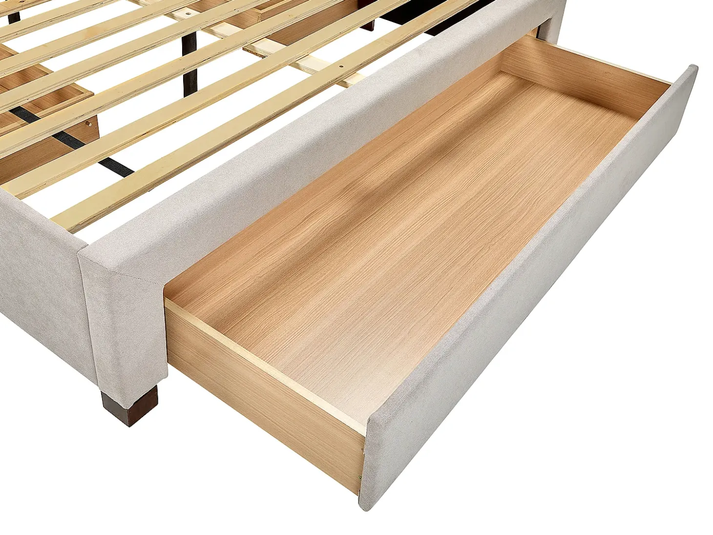 Cama com arrumação 140x200 cm tecido bege com colchão - LIAKO