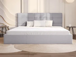Cama com arrumação 200x200 cm tecido cinza - ELIAVA de Pascal Morabito
