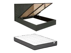 Cama com arrumação 180x200 cm veludo cinza antracite + colchão RILIODA de Pascal Morabito