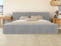Cama com arrumação 140x190 cm veludo canelado grosso cinza-claro TIMANO de Pascal Morabito