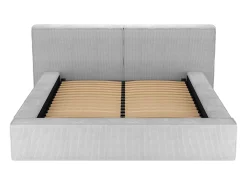 Cama com arrumação 200x200 cm veludo canelado bege + colchão - TIMANO