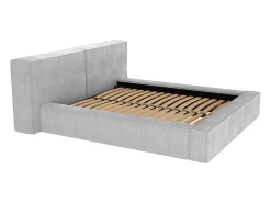 Cama com arrumação 200x200 cm veludo canelado cinza-claro - TIMANO