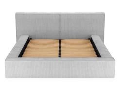 Cama com arrumação 200x200 cm veludo canelado cinza-claro - TIMANO