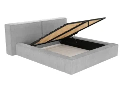 Cama com arrumação 200x200 cm veludo canelado cinza-claro - TIMANO