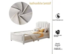 Cama com cabeceira - 90 x 200 cm - tecido flanelado - para criança ou bebê - cor bege
