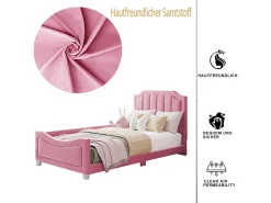 Cama com cabeceira - 90 x 200 cm - tecido flanelado - para criança ou bebê - cor rosa
