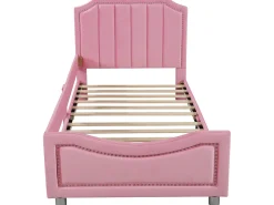Cama com cabeceira - 90 x 200 cm - tecido flanelado - para criança ou bebê - cor rosa