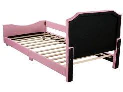 Cama com cabeceira - 90 x 200 cm - tecido flanelado - para criança ou bebê - cor rosa