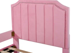 Cama com cabeceira - 90 x 200 cm - tecido flanelado - para criança ou bebê - cor rosa