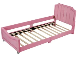 Cama com cabeceira - 90 x 200 cm - tecido flanelado - para criança ou bebê - cor rosa