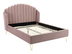 Cama com cabeceira de cama ondulada 140 x 190 cm Veludo cor-de-rosa charme vintage SAGALI