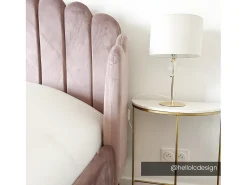 Cama com cabeceira de cama ondulada 140 x 190 cm Veludo cor-de-rosa charme vintage SAGALI