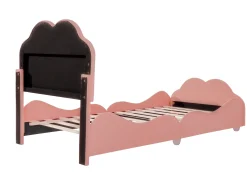 Cama com cabeceira em forma de nuvem 90 x 200 cm - veludo - para crianças - cor rosa
