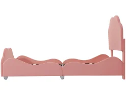 Cama com cabeceira em forma de nuvem 90 x 200 cm - veludo - para crianças - cor rosa