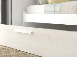 Cama com cama auxiliar 2 x 90 x 200 com armário branco e natural - LUMOKA