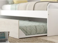 Cama com cama auxiliar 2 x 90 x 200 com armário branco e natural - LUMOKA