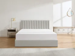Cama com cofre queen size 160 x 200 cm em tecido cinzento claro - SARANELI