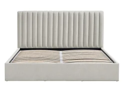 Cama com cofre queen size 160 x 200 cm em tecido cinzento claro - SARANELI
