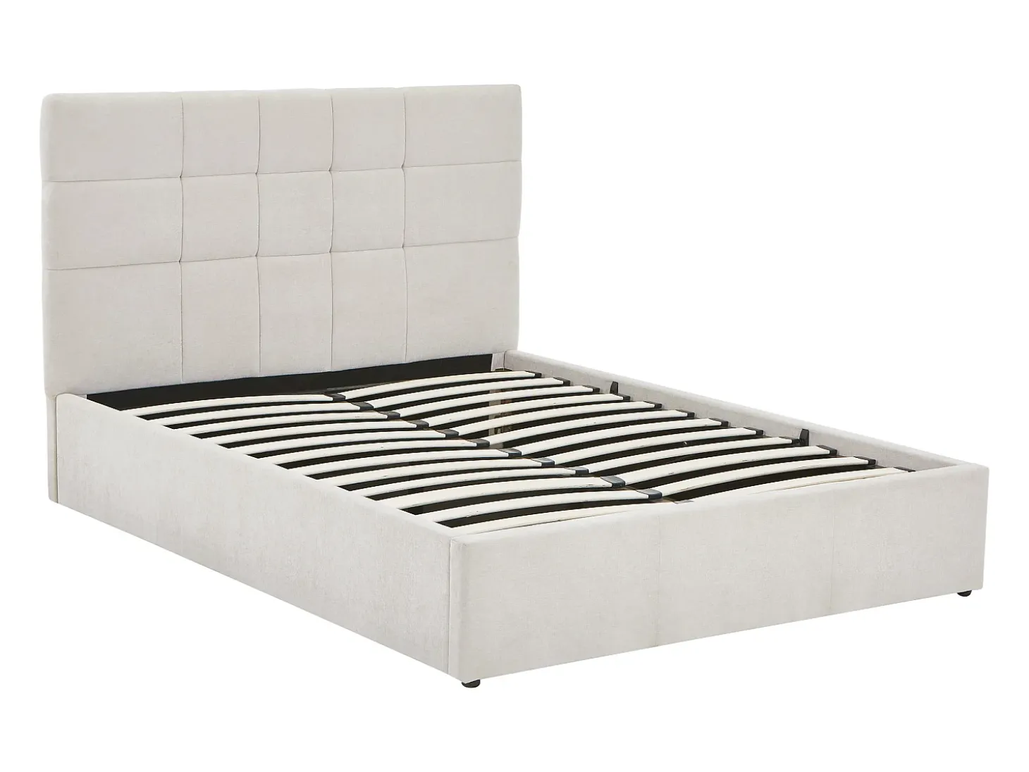 Cama com compartimento de arrumação 140 x 190 cm tecido cor bege - ELIAVA