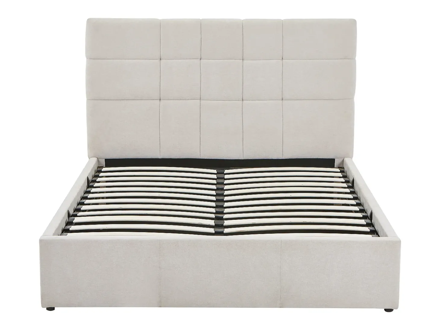 Cama com compartimento de arrumação 140 x 190 cm tecido cor bege - ELIAVA