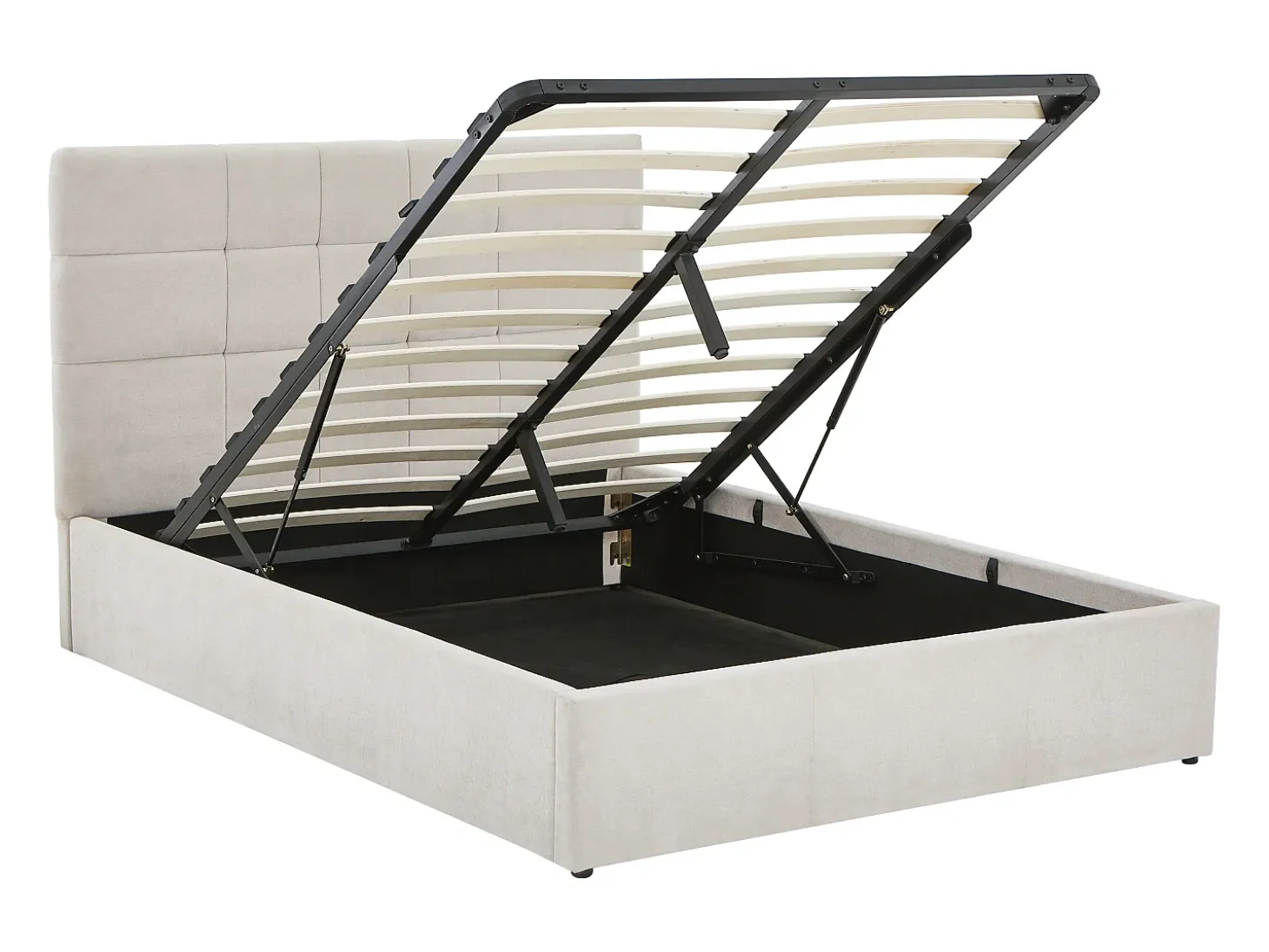 Cama com compartimento de arrumação 140 x 190 cm tecido cor bege - ELIAVA