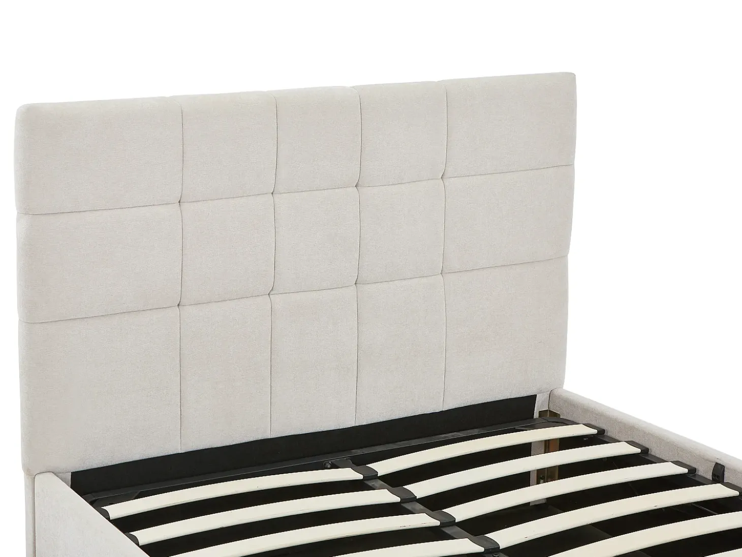 Cama com compartimento de arrumação 140 x 190 cm tecido cor bege - ELIAVA