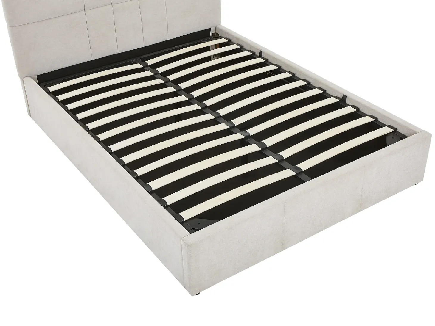 Cama com compartimento de arrumação 140 x 190 cm tecido cor bege - ELIAVA