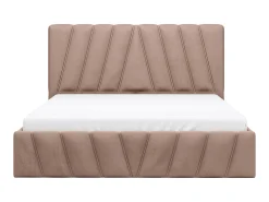Cama com espaço de arrumação 160x200 cm veludo bege + colchão - LIDAMA de Pascal Morabito