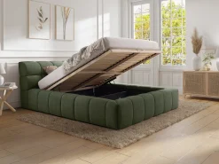 Cama com espaço de arrumação 180x200 cm tecido verde - FORVIK de Pascal Morabito
