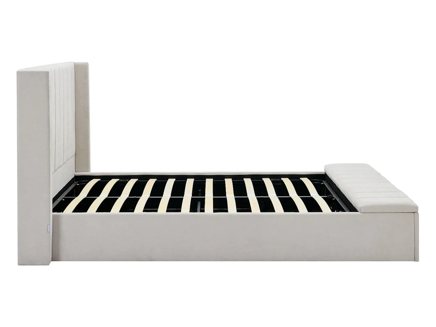Cama com espaço de arrumação 160x200 cm com banco em tecido bege - DOUINO