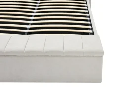 Cama com espaço de arrumação 160x200 cm com banco em tecido bege - DOUINO