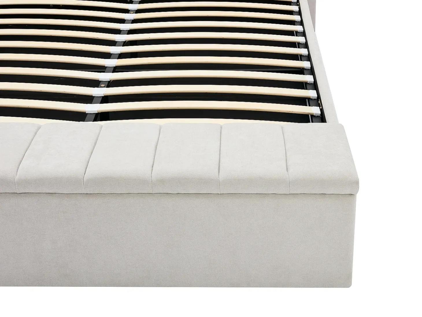 Cama com espaço de arrumação 160x200 cm com banco em tecido bege - DOUINO