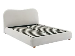 Cama com espaço de arrumação 140 x 190 cm tecido cor bege - VANARI
