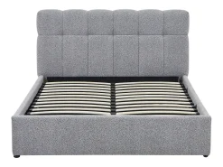 Cama com espaço de arrumação queen size 160 x 200 cm em tecido bouclé cinza - MAZIRI