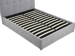 Cama com espaço de arrumação queen size 160 x 200 cm em tecido bouclé cinza - MAZIRI