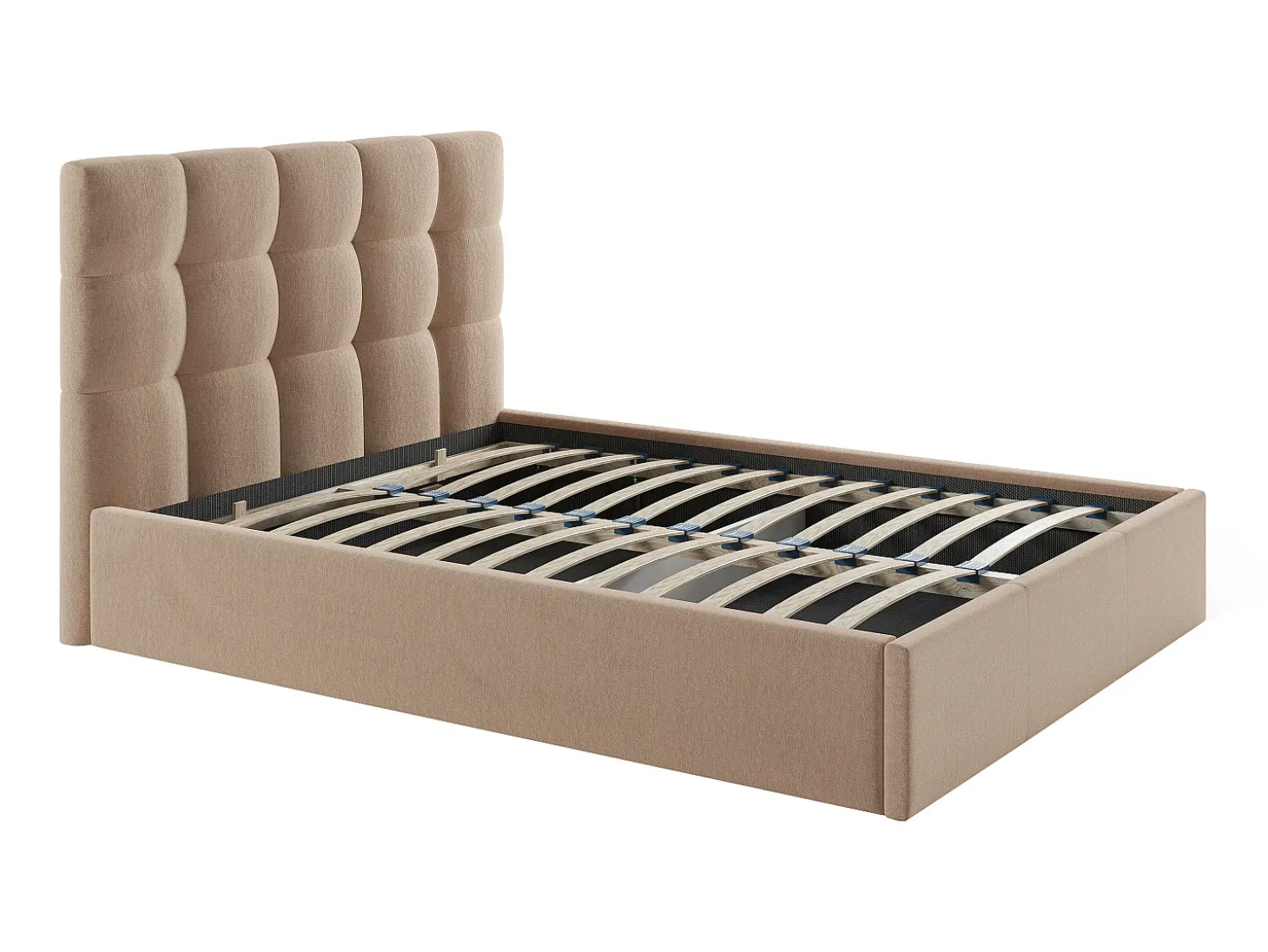 Cama com espaço de arrumação 140x190 cm veludo bege com colchão MIRDAL