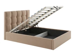 Cama com espaço de arrumação 140x190 cm veludo bege com colchão MIRDAL