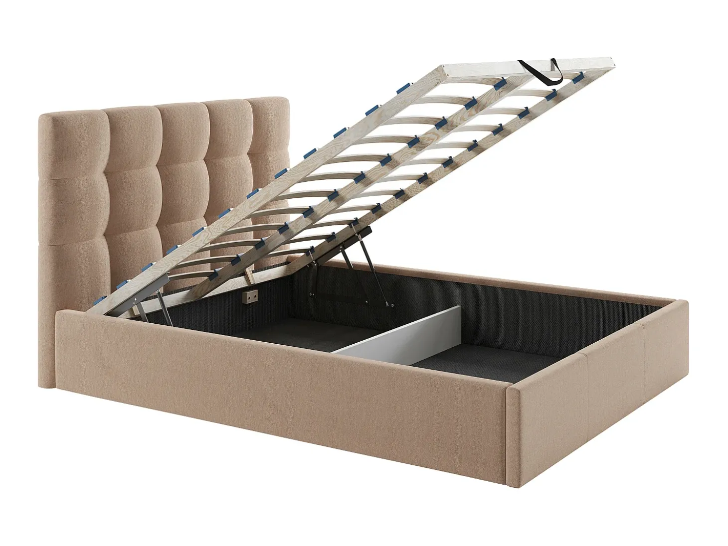 Cama com espaço de arrumação 140x190 cm veludo bege com colchão MIRDAL