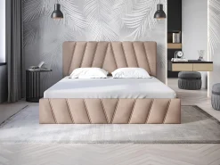 Cama com espaço de arrumação 160x200 cm veludo bege - LIDAMA de Pascal Morabito