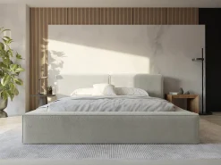 Cama com espaço de arrumação 140x190 cm tecido bouclé cor bege - TIMANO de Pascal Morabito