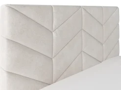 Cama com espaço de arrumação king size 200 x 200 cm em tecido texturizado creme + colchão - JUSTANI