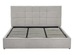 Cama com espaço de arrumação king size 180 x 200 cm em tecido cinza + colchão - HOPEYA de Pascal Morabito